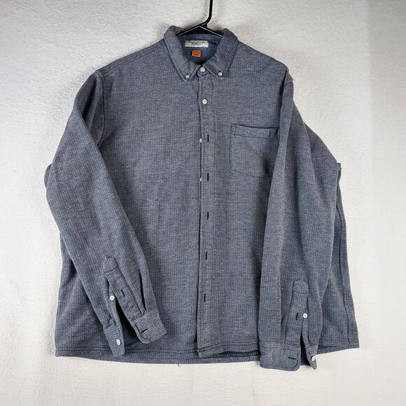 Tailor Vintage Mens XL Fleece Lined Cotton Shirt Jacket Gray Blue Casual - Picture 1 of 10